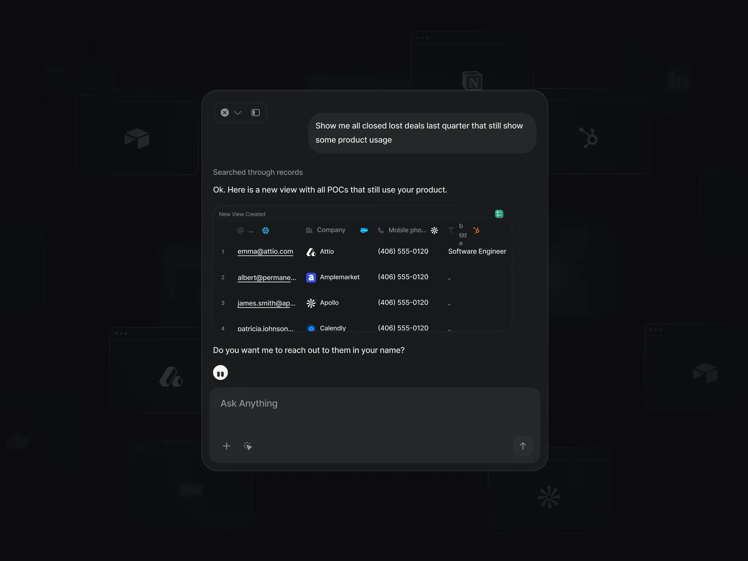 Default — Ask Anything chat over revenue records