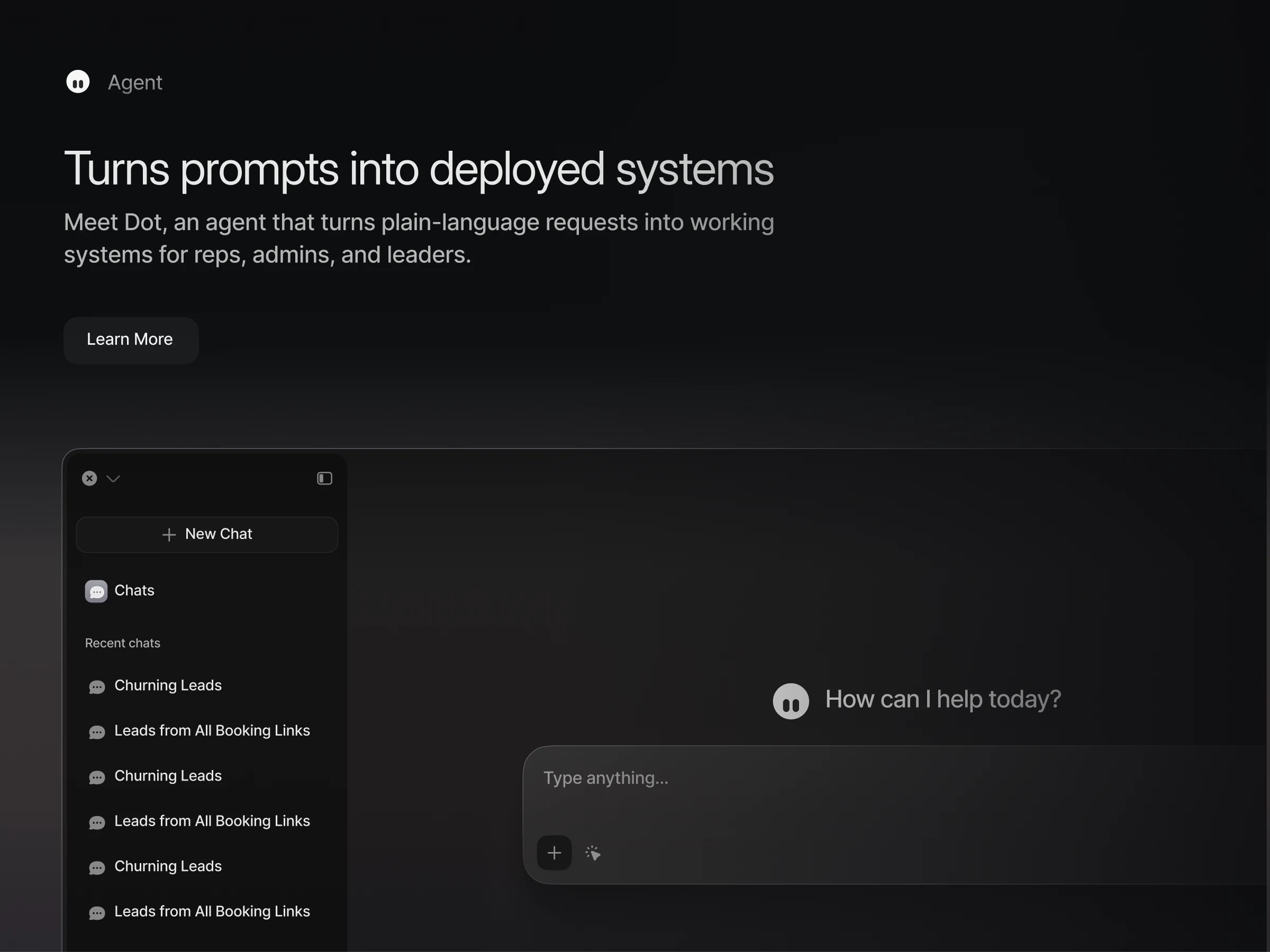 Default — Dot, the agent that turns prompts into deployed systems