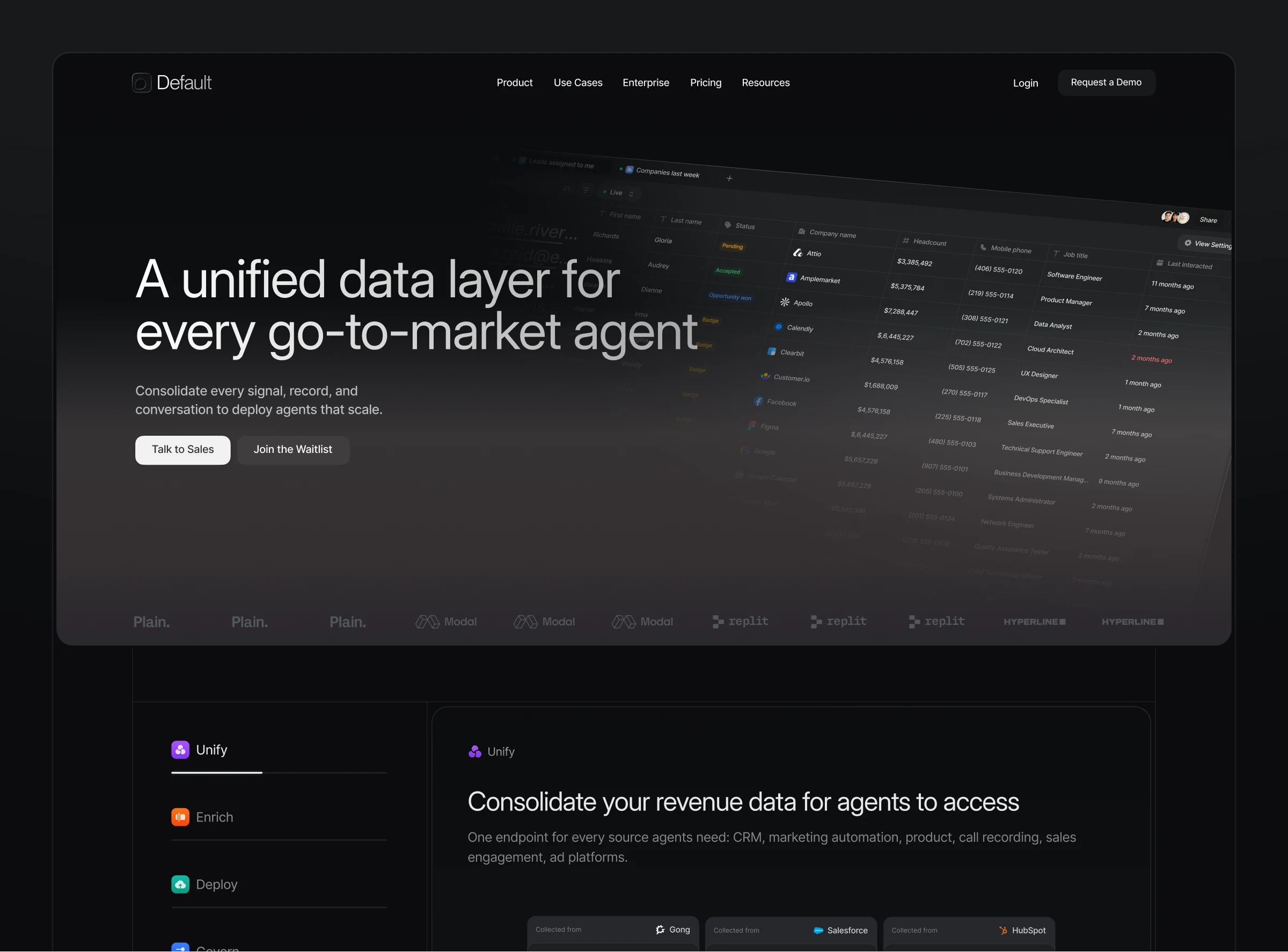 Default — a unified data layer for every go-to-market agent