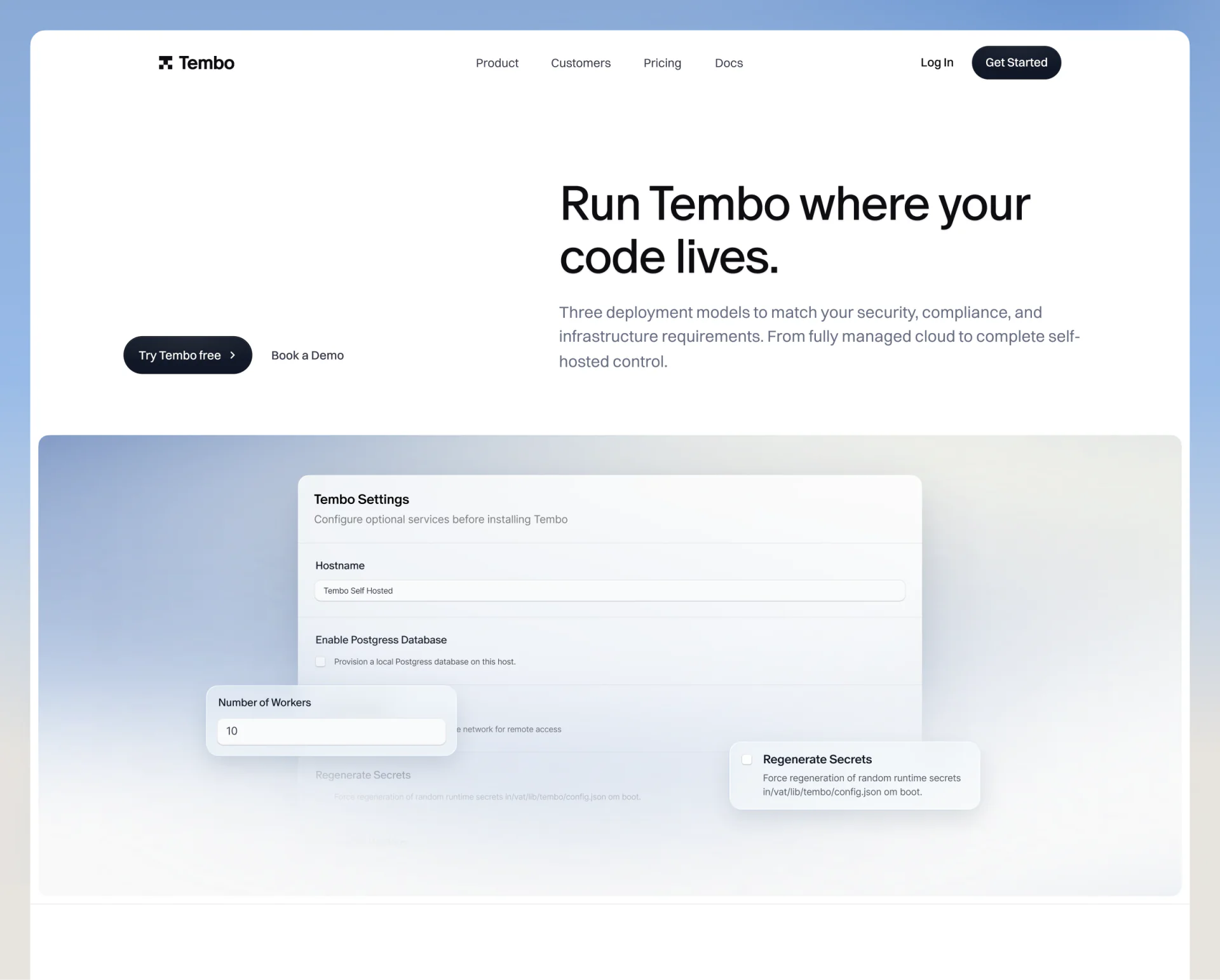Tembo — self-hosted and deployment options